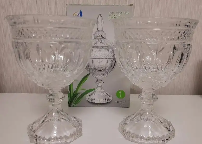 Вазы из тонированного стекла и металла на ножке - null (Барахолка) в Владивосток