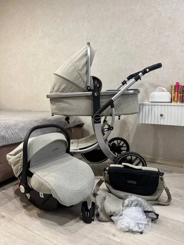 Коляска luxmom 601А 3 в 1 бежевая - частное объявление в Владивосток