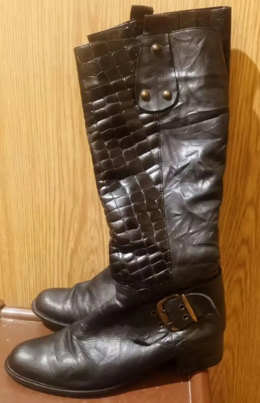 Зимние кожаные сапоги с мехом, размер 40