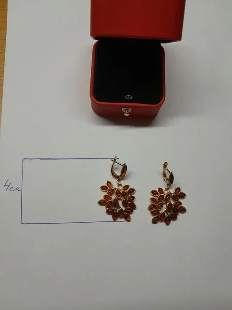 Серебро в позолоте с янтарем - Ювелирные изделия в Подольск