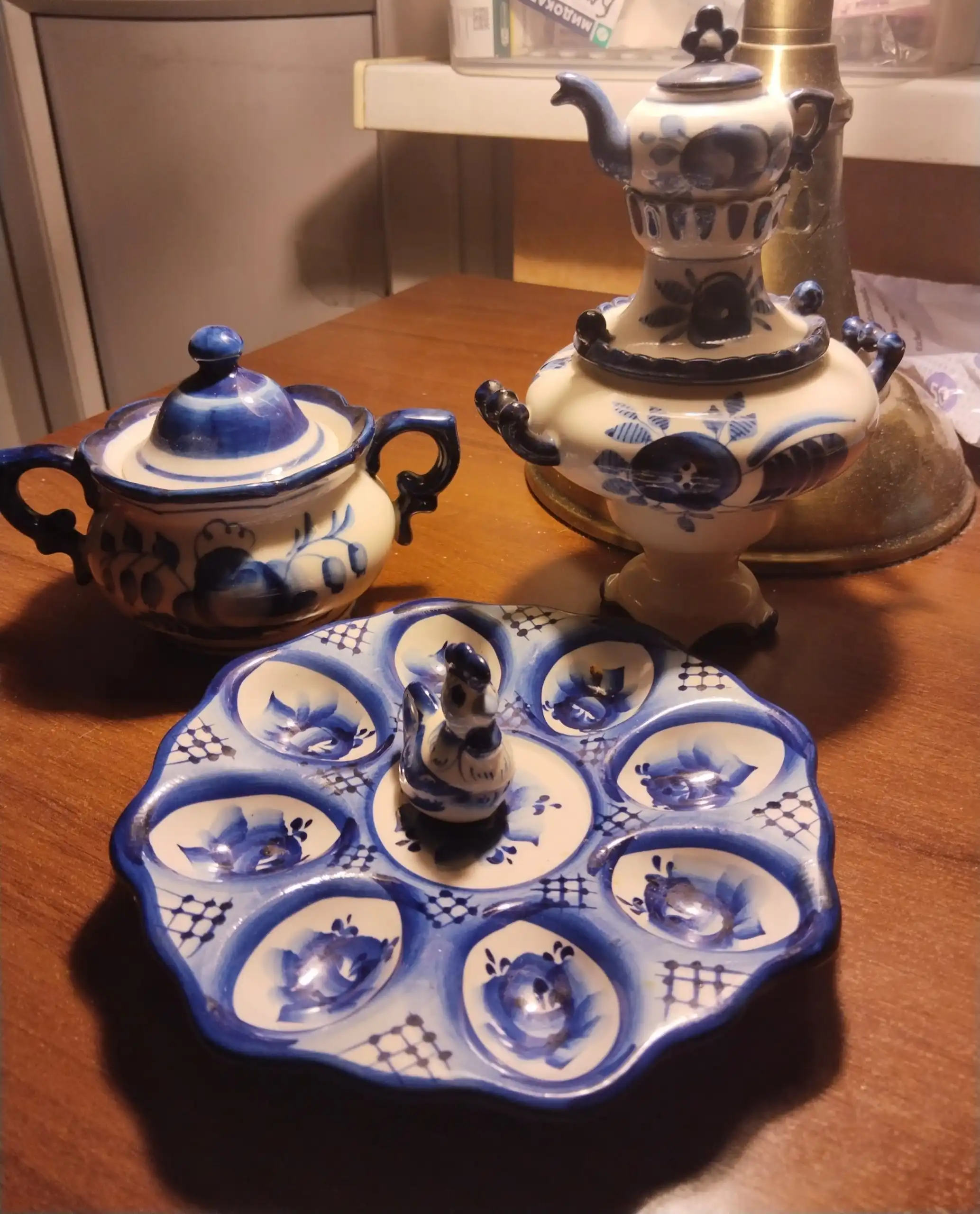 Гжелевый набор с незначительными сколами