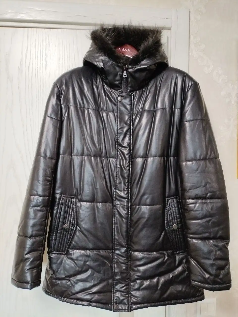 Мужская зимняя куртка из экокожи с мехом песца - Верхняя одежда (Одежда) в Химки