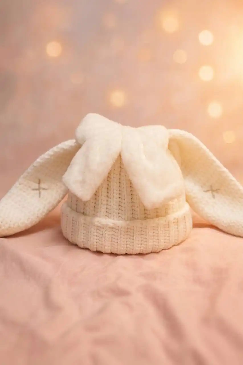 Шапки ручной вязки из молочного хлопка