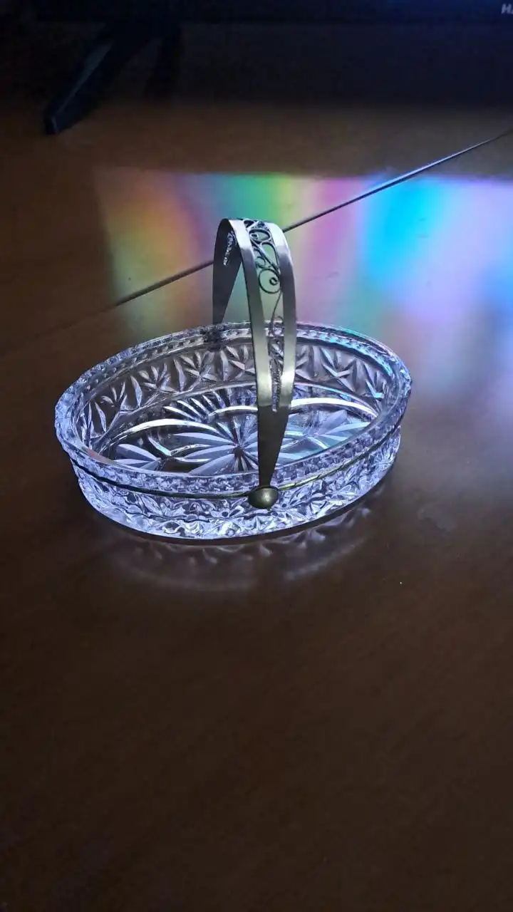 Конфетница хрустальная с ручкой