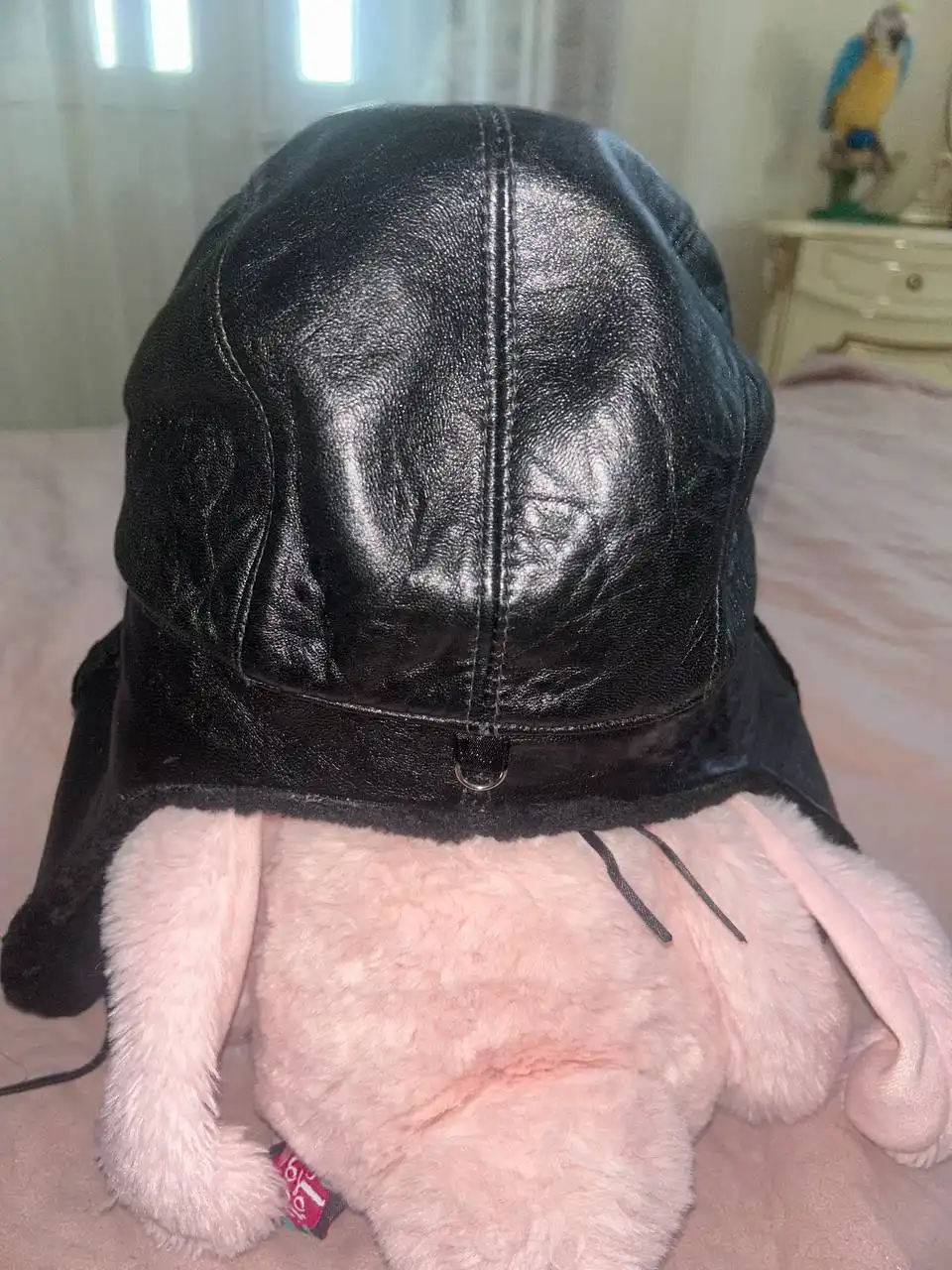 Ушанка детская кожаная с натуральным мехом