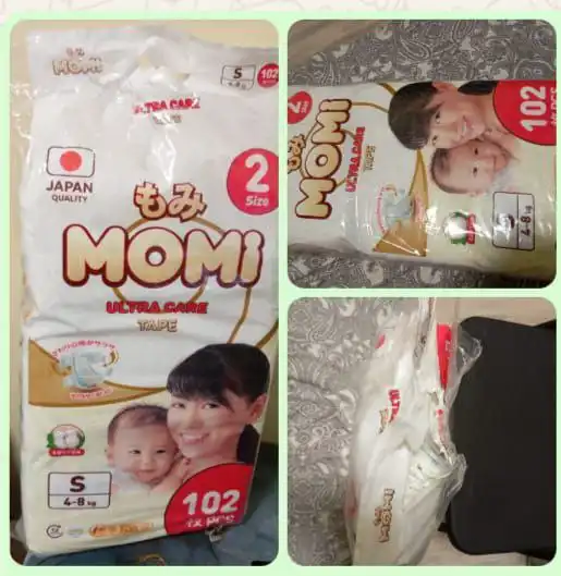 Новые памперсы Momi 102 шт. 4-8 кг (S)
