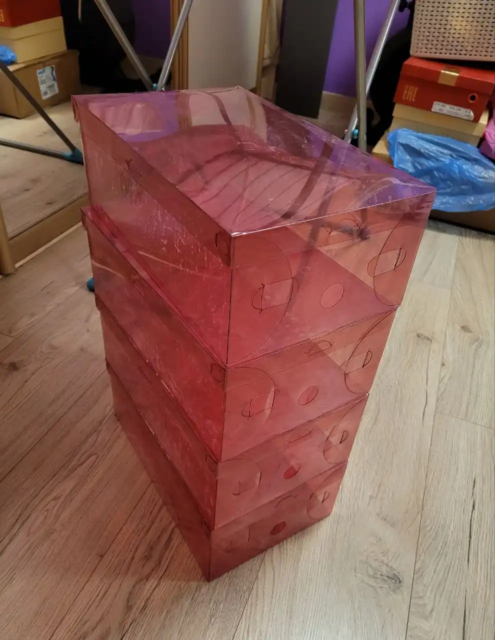 Прозрачные розовые коробки 10 шт.