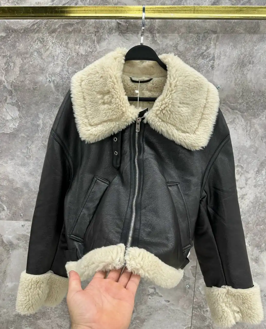 Дубленка из экокожи и экомеха размер 46-48