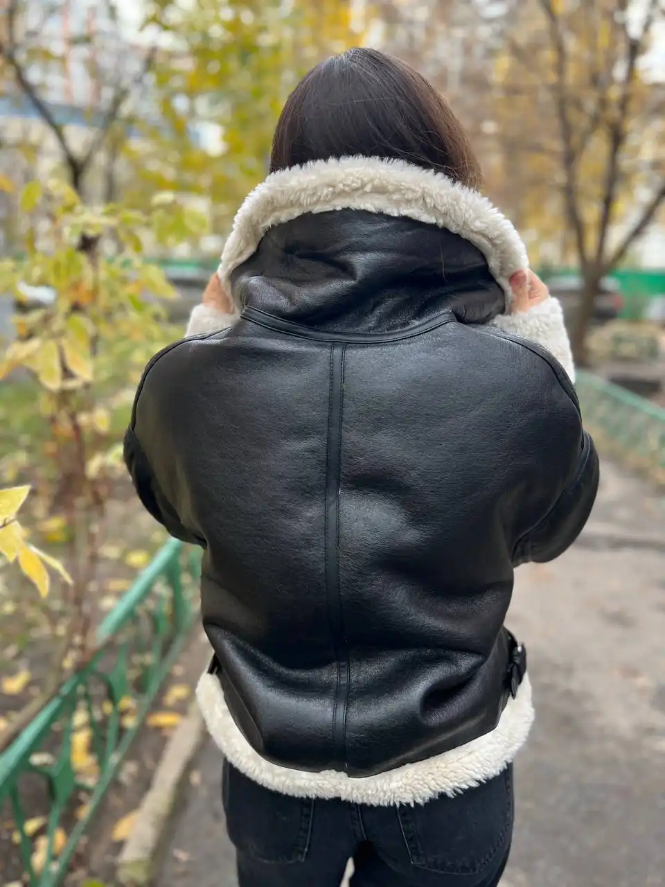 Дубленка из экокожи и экомеха размер 46-48