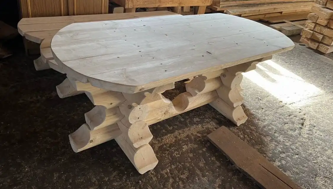 Столы и лавки из оцилиндрованного бревна, садовая мебель - Садовая мебель (Для дома и дачи) в Красногорск