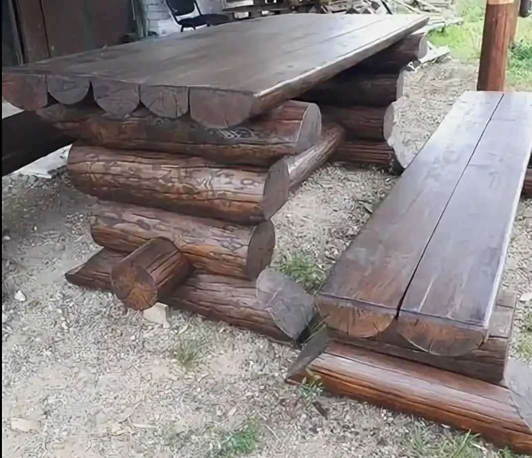 Столы и лавки из оцилиндрованного бревна, садовая мебель - Садовая мебель (Для дома и дачи) в Красногорск