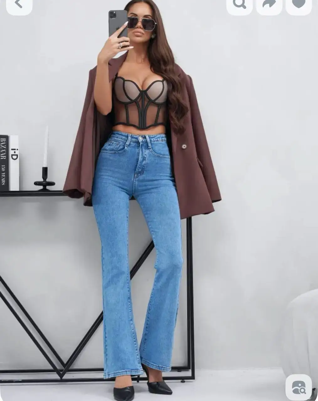 Джинсы женские новые клёш от колена - Женская одежда (Одежда) в Красногорск