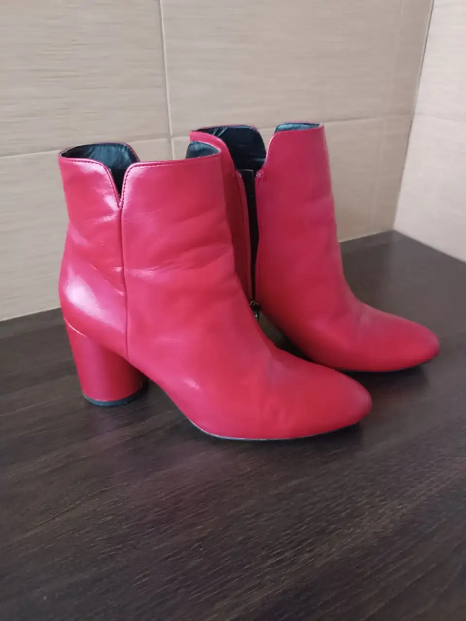 Ботильоны Bershka кожаные красные 37.5-38 - Обувь (Одежда) в Красногорск