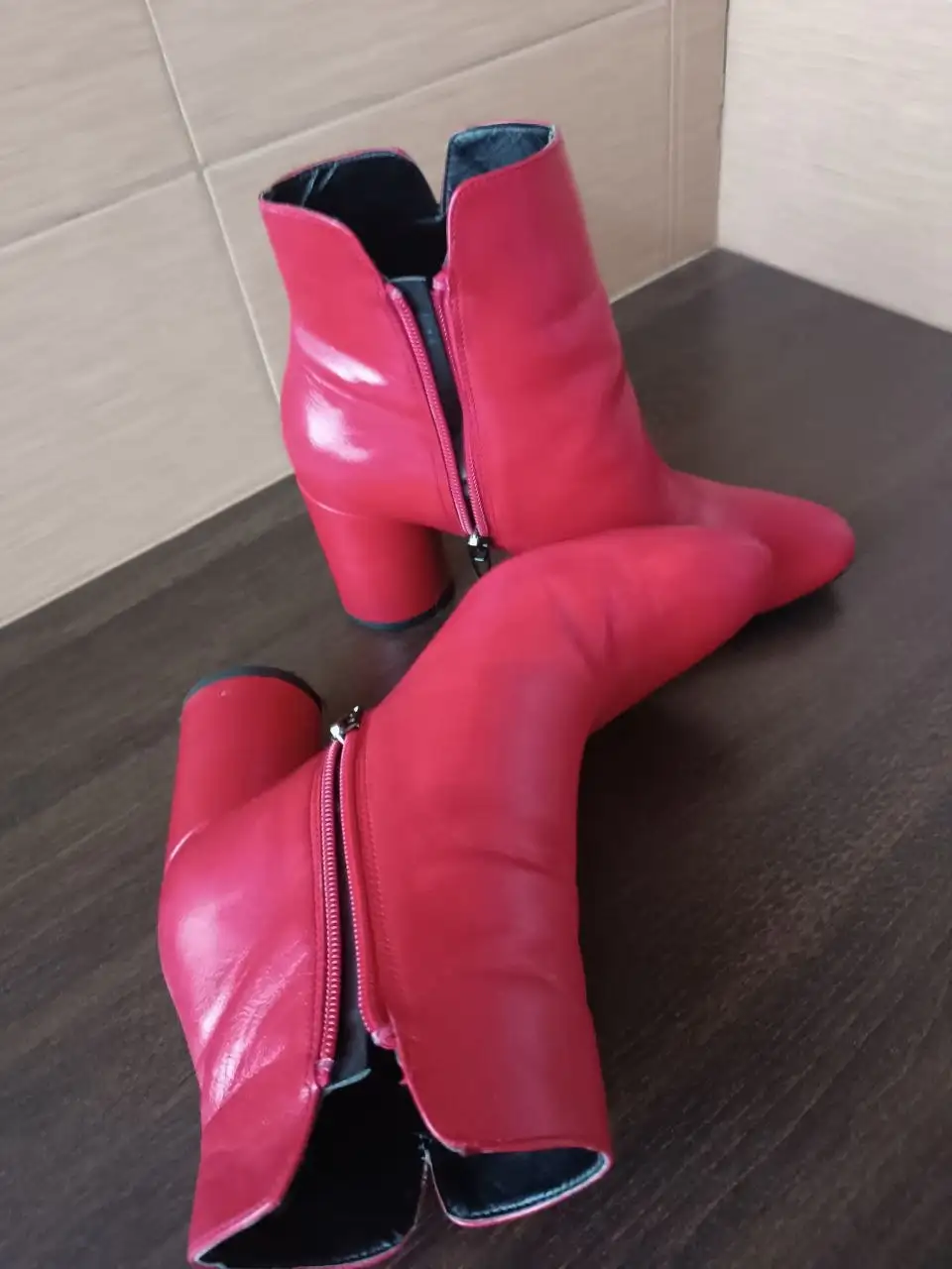 Ботильоны Bershka кожаные красные 37.5-38 - Обувь (Одежда) в Красногорск