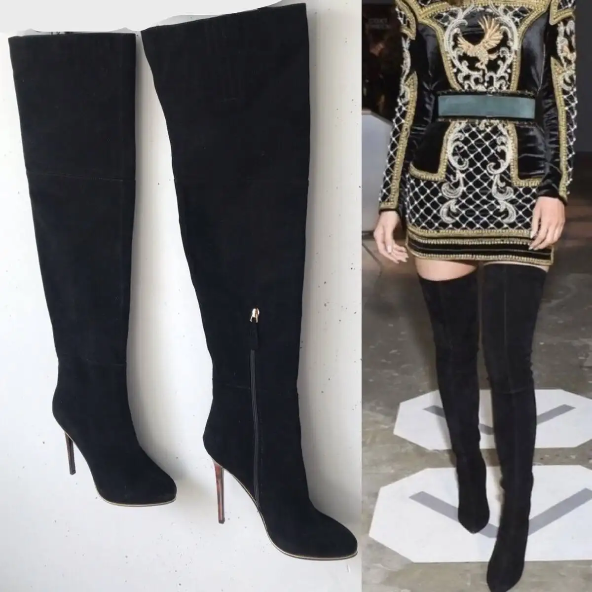 Замшевые ботфорты Balmain&HM - Обувь (Одежда) в Москва