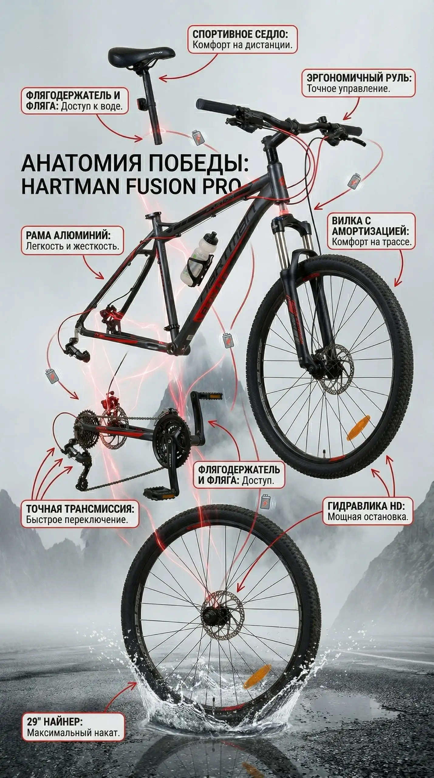 Горный велосипед Hartman 29" 2022 года с гидравлическими тормозами - Велосипеды (Барахолка) в Москва