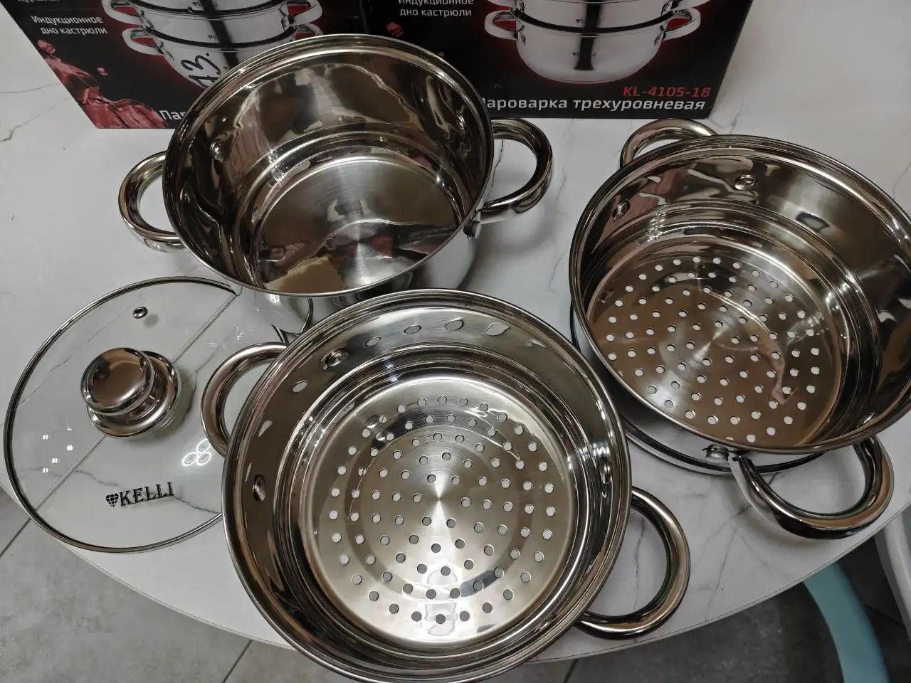 Пароварка-мантоварка Kelli трехуровневая - Кухонная техника (Для дома и дачи) в Ярославль