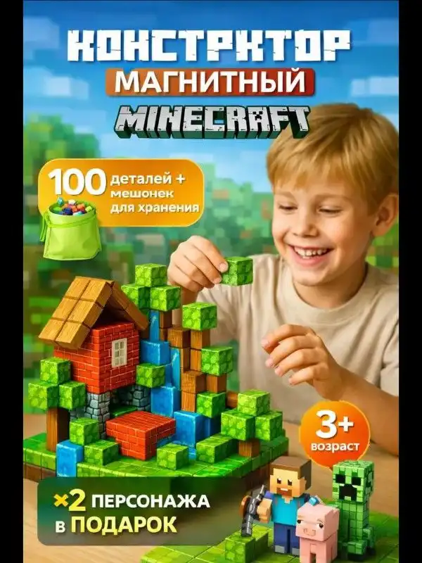 Магнитный конструктор 100 кубиков новый - Конструкторы (Хобби и отдых) в Ярославль