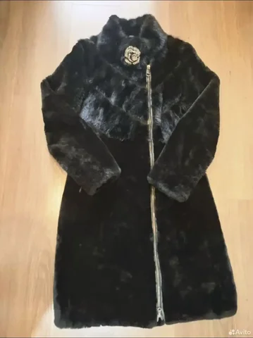 Шуба мутоновая с отделкой норкой, размер 46 - Одежда в Ярославль