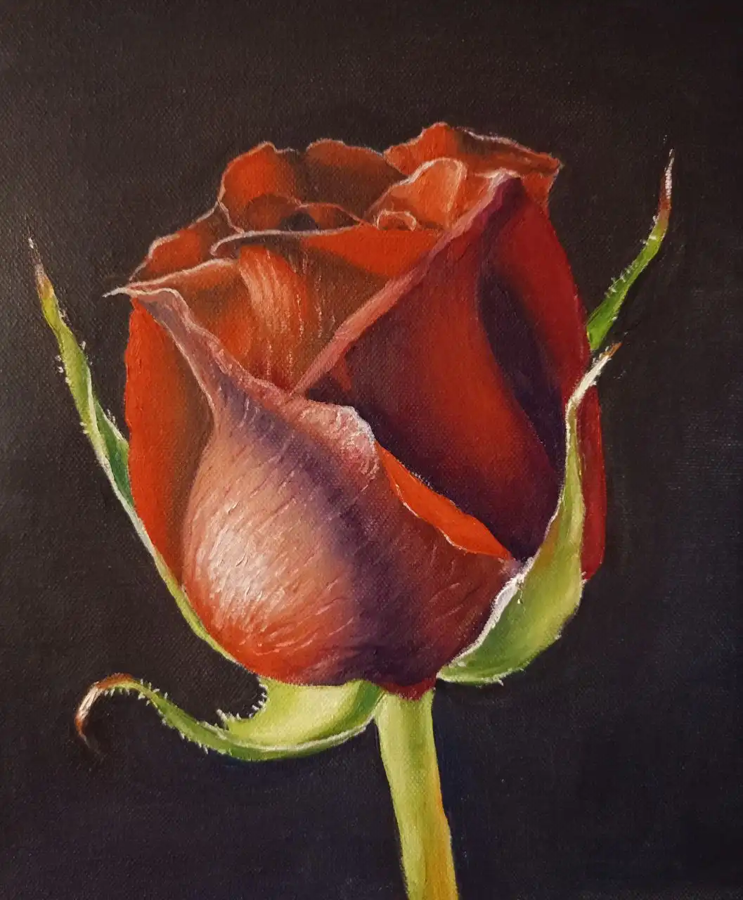 Картина маслом 'Роза-символ любви'