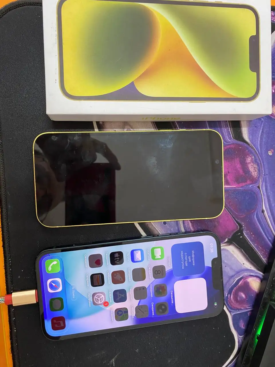 iPhone 14 желтый 256 ГБ в режиме DFU с ошибкой прошивки под ремонт - Смартфоны (Электроника) в Барнаул