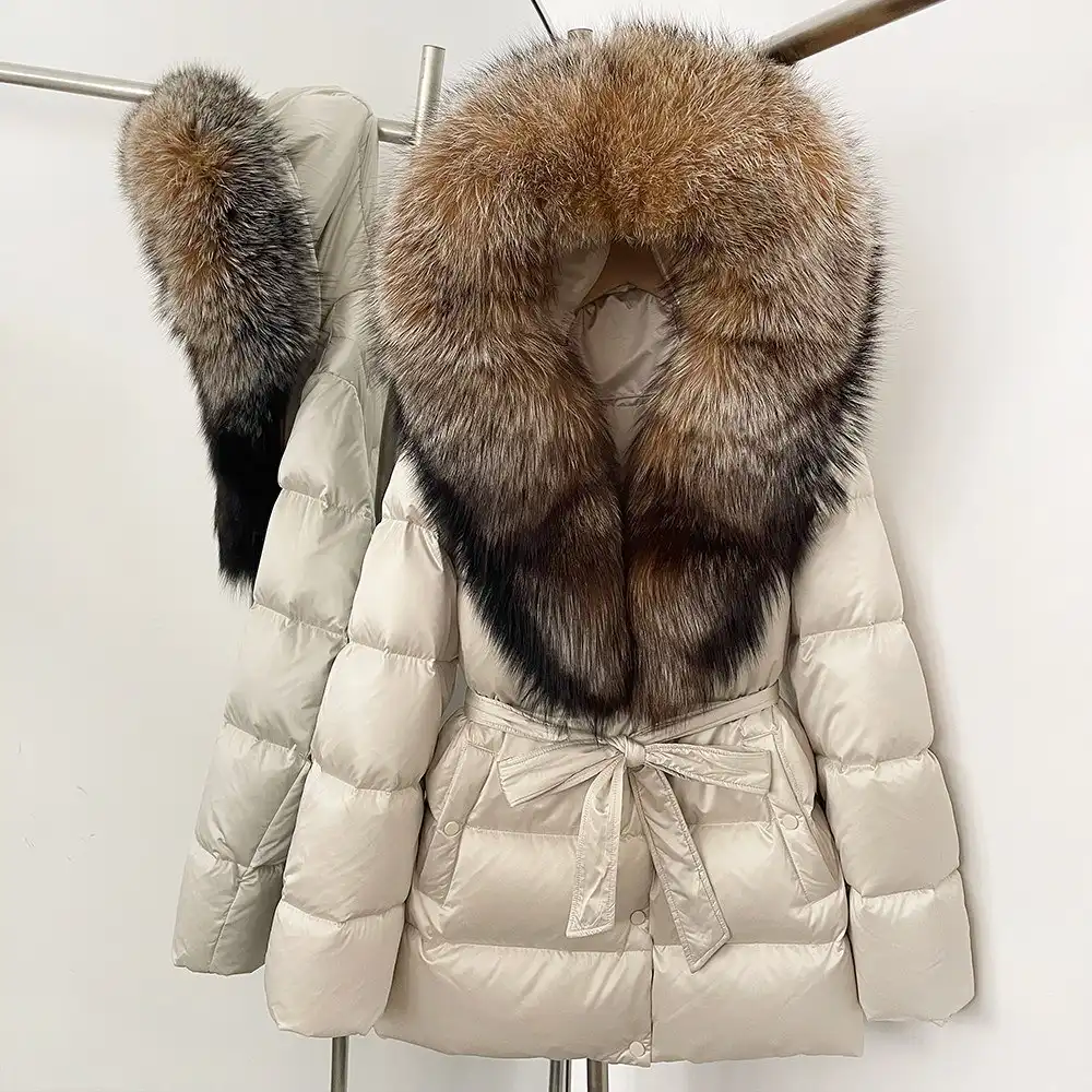 Пуховик зимний с гусиным пухом и съёмным мехом