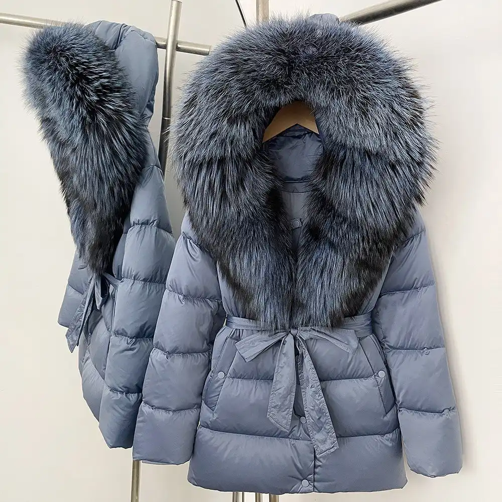 Пуховик зимний с гусиным пухом и съёмным мехом